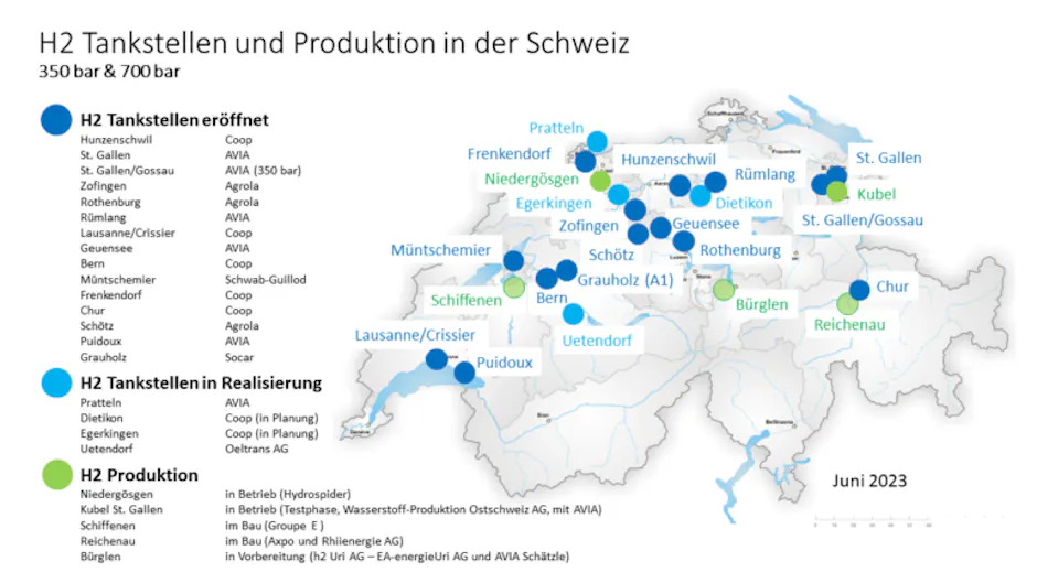 Svizzera Mappa Idrogeno