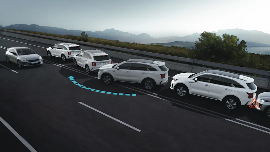 Kia Sorento im Falle eines Unfalls, Multikollisionsbremse für Insassenschutz