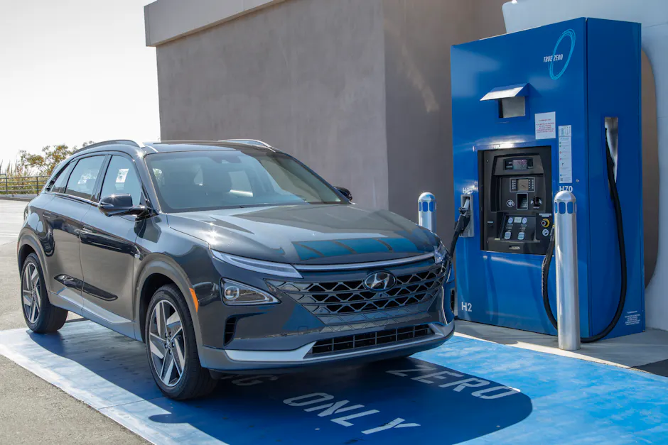 Véhicule à la station-service, station-service d'hydrogène