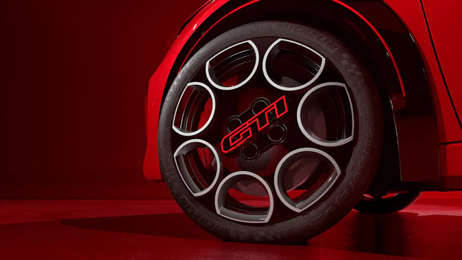 Vue détaillée des freins haute performance de la PEUGEOT E-208 GTi