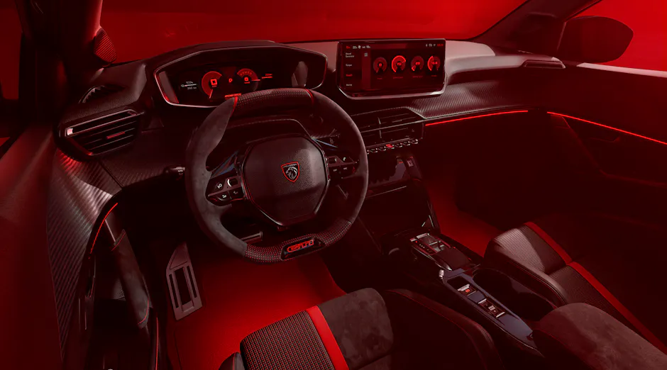 Cockpit numérique et infodivertissement dans la PEUGEOT E-208 GTi