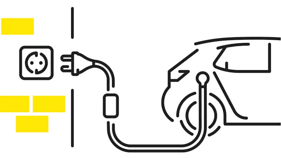 Disegno grafico di un processo di ricarica con una Opel