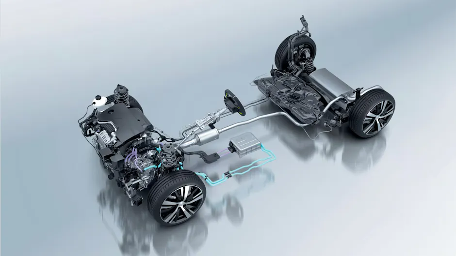 Châssis hybride rechargeable d’une Peugeot