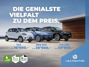 Drei Leapmotor Modelle T03, B10 und C10 4x4 als Angebot.