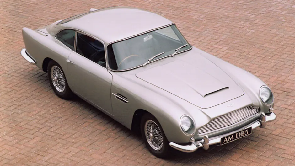 Aston Martin DB5 argentée, vue du dessus