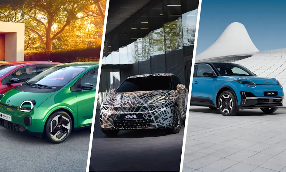 Ein grüner Renault Twingo, ein Cupra Raval und ein blauer Nissan Micra