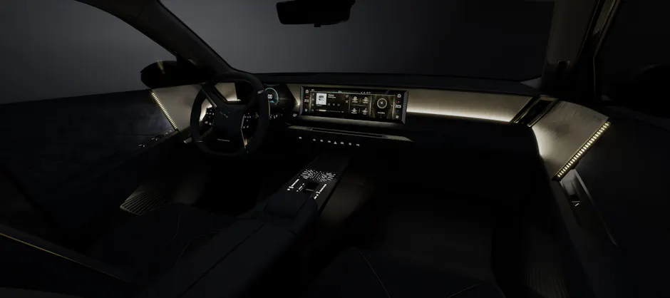 Cockpit luxueux de la DS N°8 la nuit