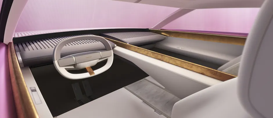 Interni della Jaguar Type 00 in bianco