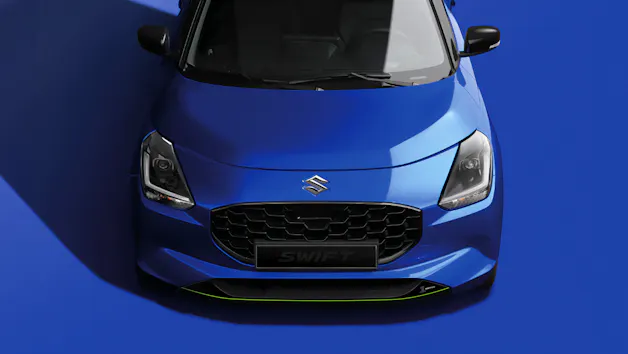 Nuova Suzuki Swift blu dall'alto