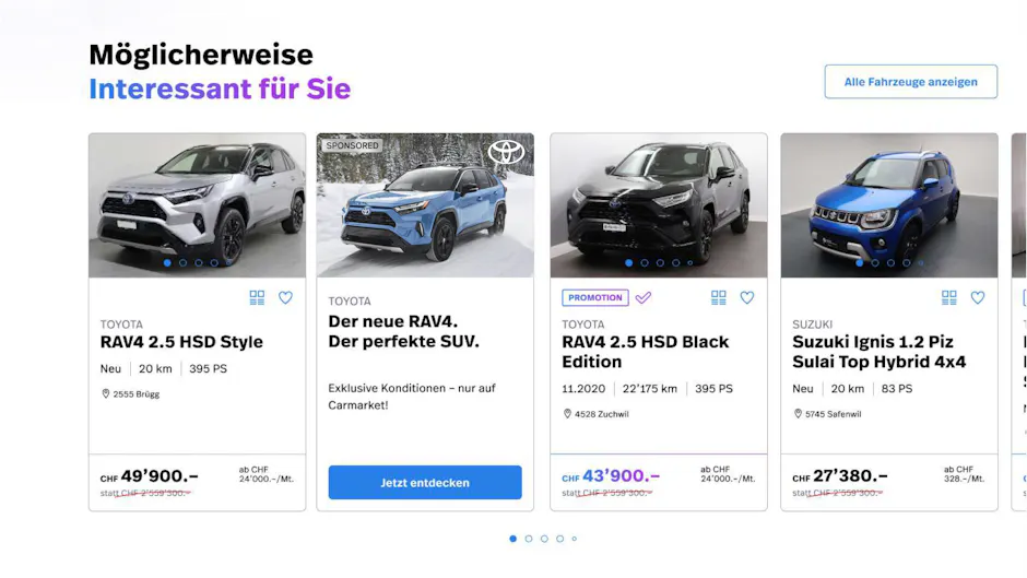 TOP AD + KACHEL auf Carmarket